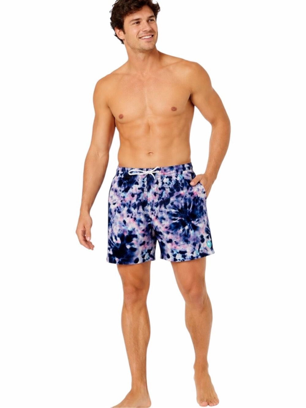 ZYIA ACTIVE Men’s Tie-Dye Swim Trunks Blue Purple Pink XL